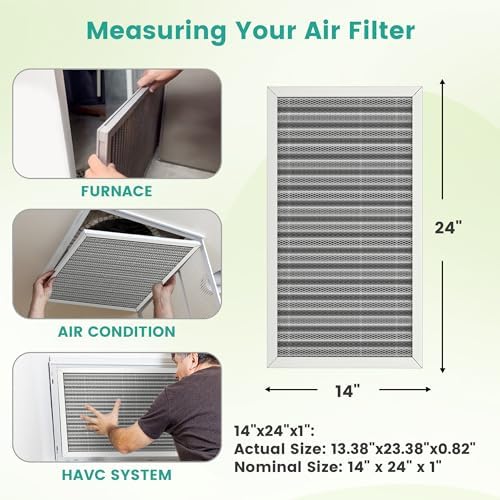 14x24x1 HVAC Furnace Air Filter, Washable Electrostatic Furnace Filter, MERV 8, Lasts a Lifetime, Breathe Fresher, Home And Office (Actual Size:13.38x23.38x0.82) - Image 3