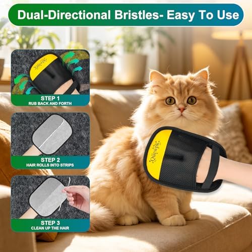 2 Pack Electrostatic Pet Hair Removal Glove for Dogs and Cats | Pet Hair Remover for Laundry, Couch, Carpet, Clothing, Furniture, Car Seats; Dog Hair, Cat Hair and Lint Cleaner - Image 3