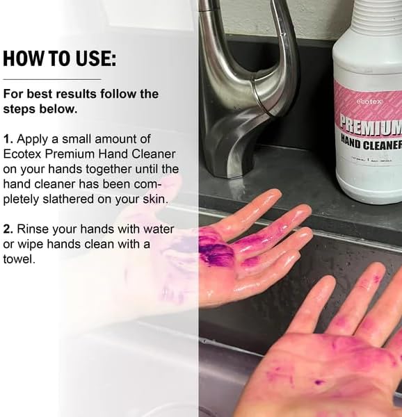 Ecotex® Premium Hand Cleaner – Screen Printing Ink & Emulsion Remover – Industrial Shop Soap for Plastisol, Grease & Grime – Safe on Skin – (Gallon - 128 oz.)