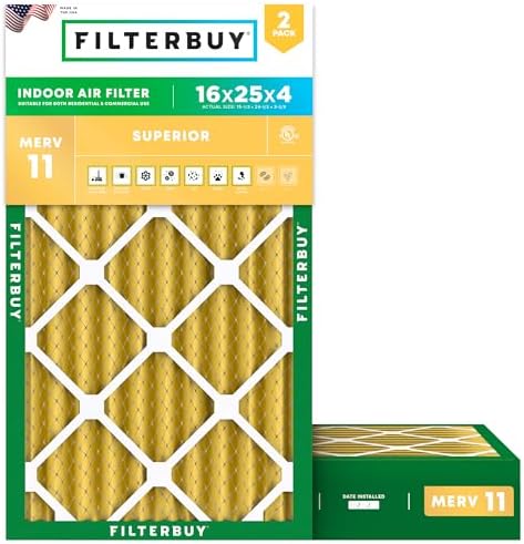 Filterbuy 16x25x4 Air Filter MERV 11 Pet & Allergy Defense (2-Pack) by Filterbuy