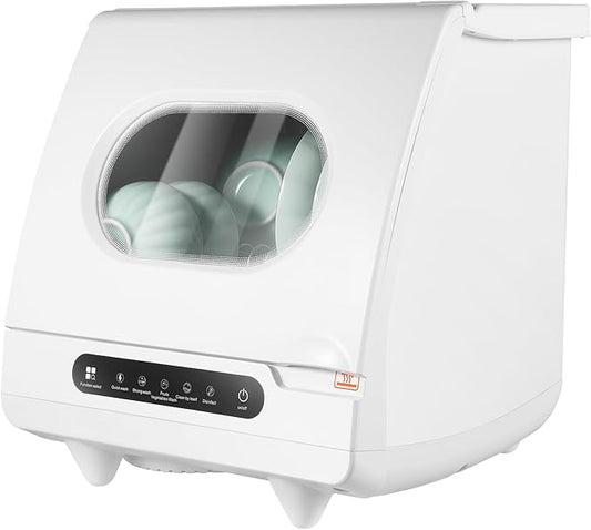 Countertop Dishwasher, Portable Dishwasher 5 Washing Programs 360° Dual Spray, 162℉ High-Temp& Air-Dry Function Tabletop Dishwasher with 5L Large Capacity