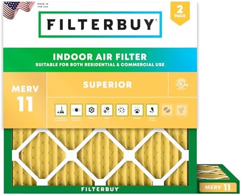 Filterbuy 17.5x17.5x1 Air Filter MERV 11 Pet & Allergy Defense (2-Pack) by Filterbuy