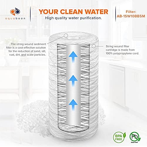 Aquaboon 5 Micron 10 x 4.5 String Wound Water Filter Cartridge 6-Pack - Image 5