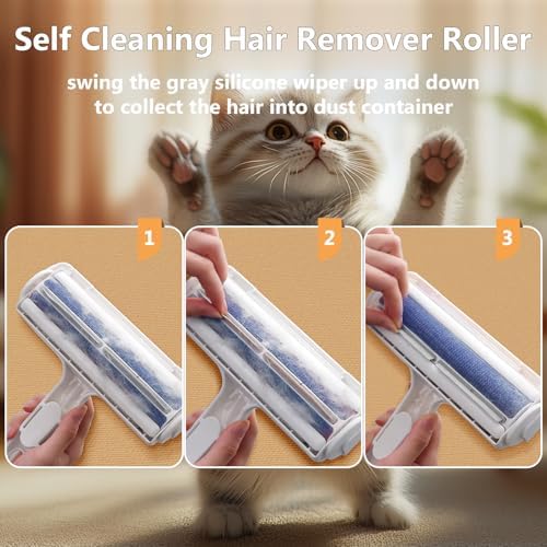 ACE2ACE Pet Hair Remover, Reusable Lint Roller for Cat and Dog Hair, White | Self Clean Cat Hair Remover with Dust Bin, Dog Hair Remover for Couch, Furniture, Carpet, Sofa and Bedding - Image 6