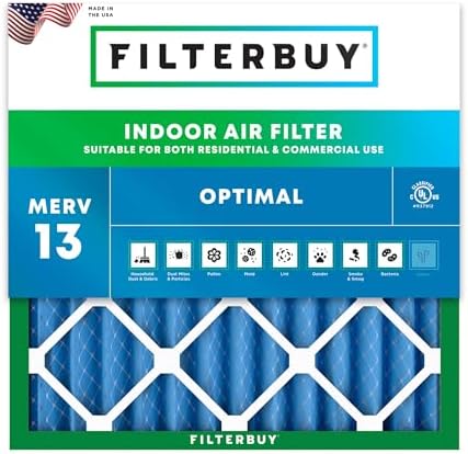 Filterbuy 14x14x2 Air Filter MERV 13 Smoke & Allergy Defense (1-Pack) by Filterbuy