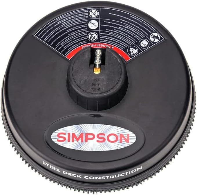 Simpson Cleaning Universal 15" Steel Pressure Washer Surface Cleaner for Cold Water Machines, 1/4" Quick Connection, Recommended Min 2200 PSI up to Max of 3700 PSI, 80299, 2026 Version, Black