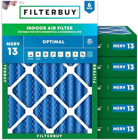 Filterbuy 18x20x4 Air Filter MERV 13 Smoke & Allergy Defense (6-Pack) by Filterbuy