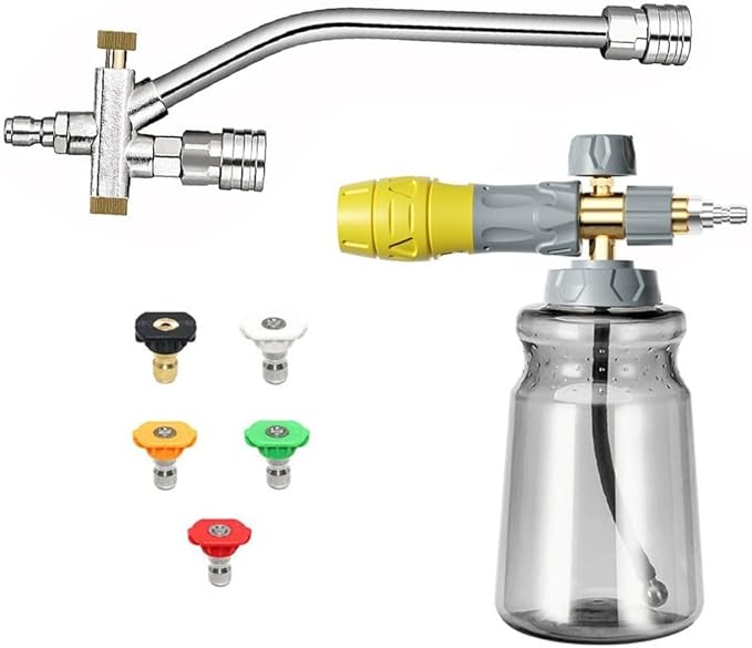 1000ml Handheld Foam Watering Can Sprayer High Pressure Car Wash Spray Bottle Dual Purpose Switch Snow Foam Pressure Washer Cleaning Tool for Cars Motorcycles Roofs Driveways(Rod and Nozzle)