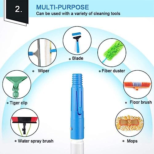 Telescopic Window Cleaning Pole 10-39ft, Water Fed Brush with 30cm/50cm Head, Ideal for Roof & High Window Cleaning, Extendable & Durable Cleaning Tools