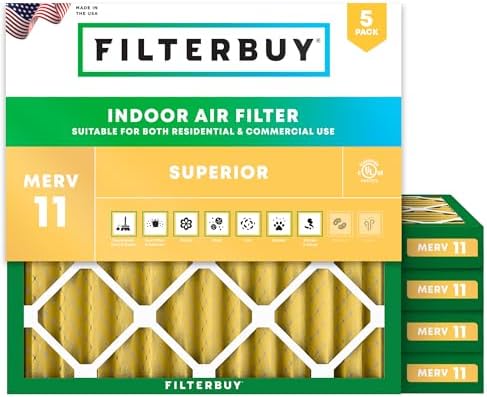 Filterbuy 10x10x2 Air Filter MERV 11 Pet & Allergy Defense (5-Pack) by Filterbuy