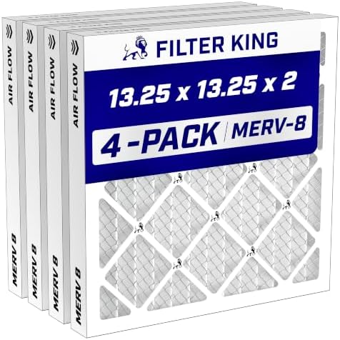 Filter King 13.25x13.25x2 Air Filter MERV 8, AC Furnace Filters (4-Pack) by FilterKing