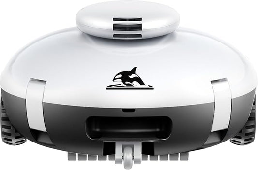 Cordless Robotic Pool Vacuum, 90 Mins Runtime Pool Cleaner with Double Filters, Lightweight, Powerful Brushless Motors for Above Ground Flat Pools up to 860 Sq.Ft (Black)