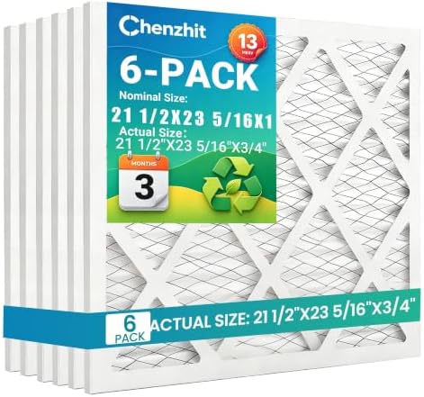 (6 Pack) 21 1/2x23 5/16x1 Air Filter, MPR 1900 & FPR 10, MERV 13 Pleated Air Filter (Actual Size:21 1/2x23 5/16x3/4 inch) by Chenzhit