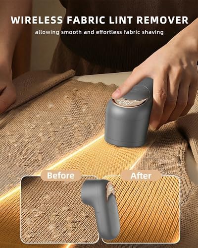 Fabric Shaver Lint Remover for Clothes, Portable Sweater Defuzzer | Rechargeable with LED Display, 3 Speeds, 2 Extra 6-Blade Heads, Removes Lint, Fuzz Fabric Pills from Clothing and Fabrics - Image 2