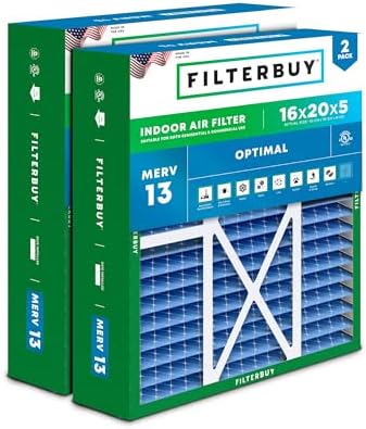 Filterbuy 16x20x5 Air Filter MERV 13 Smoke & Allergy Defense (2-Pack) by Filterbuy
