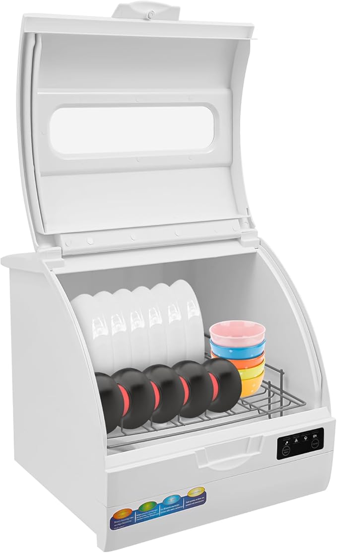 1200W Portable Countertop Dishwasher with 3 Washing Modes, 176℉ High-Temp, No Installation Needed, Compact White Dish Washing Machine for 12-18 Pieces of Cutlery (Type B - White)