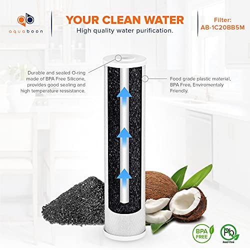 Aquaboon 5 Micron 20 x 4.5 Water Filter Cartridges Set of 4, Whole House Water Filter Replacements for 2-Stage Sediment & Chlorine, Odors Reduction - Image 4