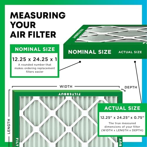 Filterbuy 12.25x24.25x1 Air Filter MERV 8 Dust & Allergy Defense (6-Pack) - Image 2