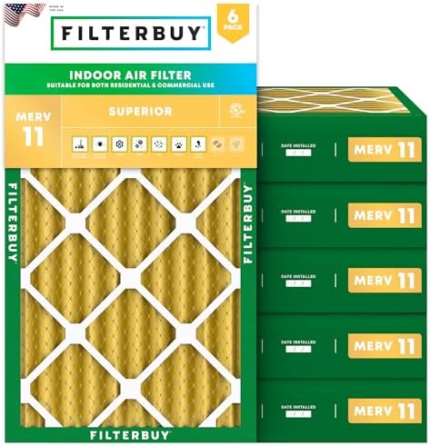 Filterbuy 14x25x4 Air Filter MERV 11 Pet & Allergy Defense (6-Pack) by Filterbuy