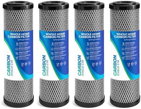 1 Micron 10x2.5" Activated Carbon Filter Whole House Cartridge Set 4 Pack by PlungeCrafters