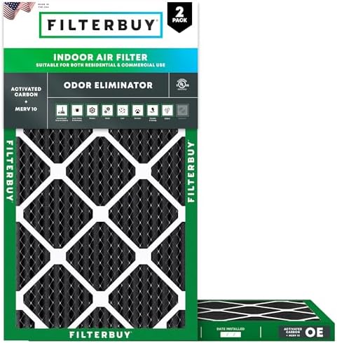 Filterbuy 10x20x1 Air Filter MERV 10 Odor & Allergy Defense (2-Pack) by Filterbuy