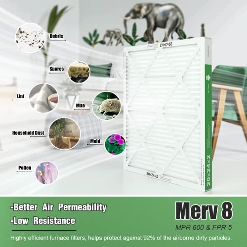 20x24x2 Air Filter TRIGHTFILTERS, Durable MERV 8 Pleated Home HVAC AC Furnace Heater Filters Replacement, Lightweight Compact Air Conditioner Filters 4 Pack - Image 3