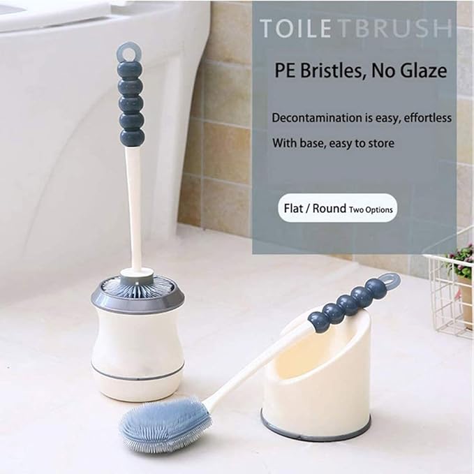 Toilet Brush with Bracket Bathroom Cleaner Scrubber and Set, Plastic Cleaning with Long Handle