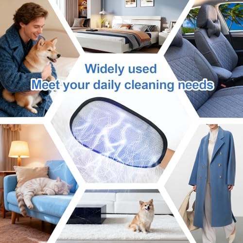 2Pcs Pet Hair Removal Gloves Cat & Dog, Electrostatic Reusable Remover Tool | Upgraded washable 5-finger pet hair remover works for laundry, couch, carpet & car seat, easily removes dog and cat fur. - Image 6