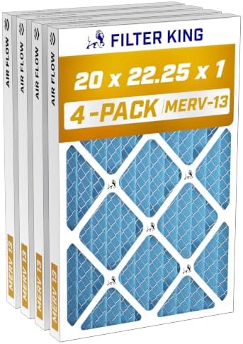 Filter King 20x22.25x1 Air Filter MERV 13, AC Furnace Filters (4-Pack) by FilterKing