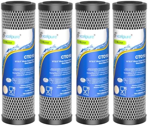 EXCELPURE 1 Micron 10" x 2.5" Whole House CTO Carbon Water Filter, 4PACK by EXCELPURE