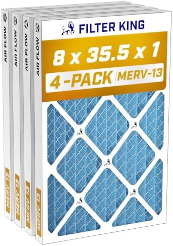 Filter King 8x35.5x1 Air Filter MERV 13, AC Furnace Filters (4-Pack) by FilterKing