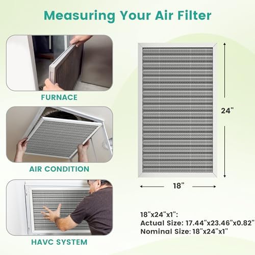 18x24x1 Reusable Air Filter, Washable, Electrostatic HVAC AC Furnace Filter, Merv 8, Lasts a Lifetime, Breathe Safe at Home or in the Office (Actual Size:17.44x23.46x0.82 Inch) - Image 3