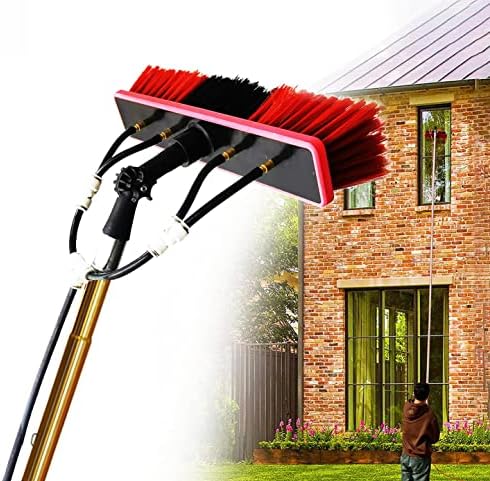 Glass Cleaning Brush Home Water Fed Telescopic Pole Kit Solar Panel Brush Rotating for Photovoltaic Panel，Telescopic Window Cleaner Kit with 20m Water Fed Extendable Brush Roof Cleaning Tool