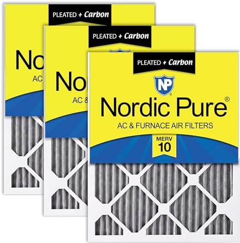 Nordic Pure 16x20x1 Pleated MERV 10 Plus Carbon Air Filters 3 Pack by NordicPure