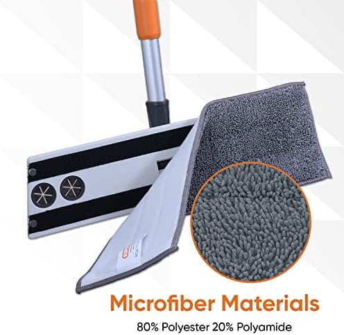 Superio Microfiber Mop Pads, Refill Miracle Mop, Dust Mop Replacement Head 16 Inch Damp Mop Refill for Flat Mop Set, with Velcro-Grey, 2 Pack