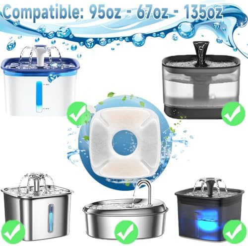 18 Pcs Cat Water Fountain Filters Replacement Compatible with VEKEN 95oz/2.8L Cat Water Fountain Filters Automatic Dog Water Fountain Filters Pet Fountain - Image 2