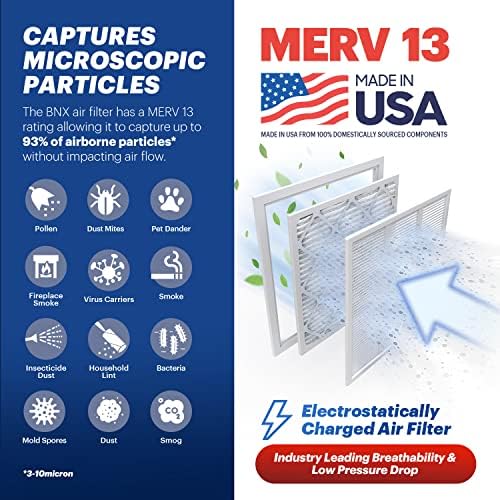 BNX TruFilter 14x30x1 Air Filter MERV 13 (4-Pack) - MADE IN USA - Electrostatic Pleated Air Conditioner HVAC AC Furnace Filters for Allergies, Pollen, Mold, Bacteria, Smoke, Allergen, MPR 1900 FPR 10 - Image 4