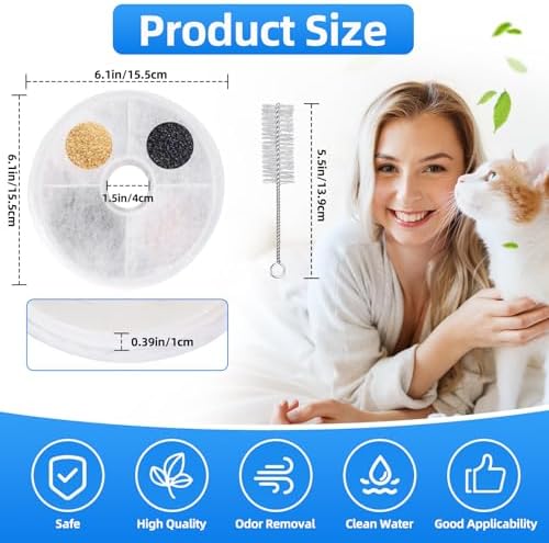 6+2 Pack Cat Fountain Filters Compatible with Catit 3L Fountain - Image 4