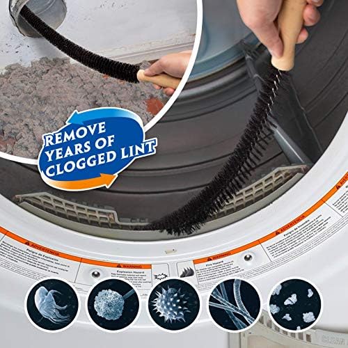 Holikme Dryer Vent Cleaner Kit 2Pack - Lint Vacuum Attachment & Brush | Black Dryer Vent Vacuum Hose Attachment & Brush Reach Deep Traps - Remove Hidden Lint, Speed Drying & Reduce Fire Risk - Image 4