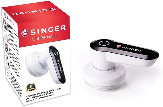 SINGER?? Compact & Portable Fabric Shaver and Lint Remover | Battery operated device, 3 stainless steel blades, detachable catcher, easy to clean - Image 10