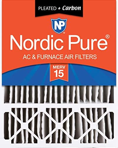 Nordic Pure 20x25x5 Pleated MERV 15 Plus Carbon Air Filter 1 Pack by NordicPure