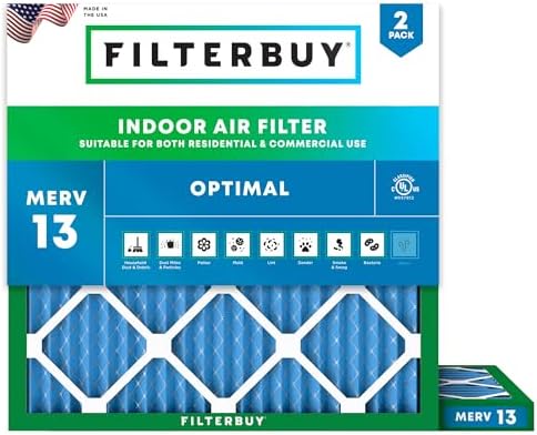 Filterbuy 18x18x1 Air Filter MERV 13 Smoke & Allergy Defense (2-Pack) by Filterbuy