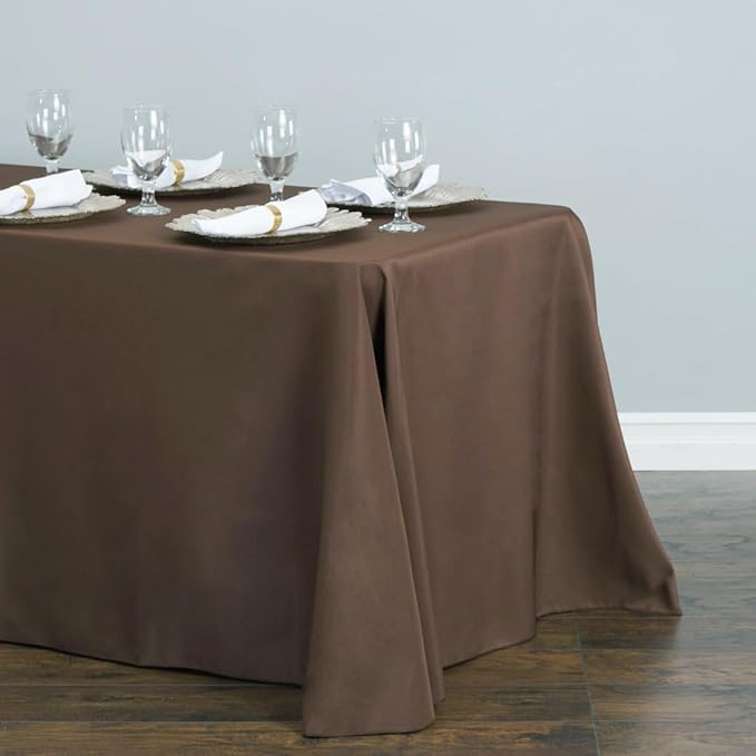 LinenTablecloth 90 x 132-Inch Rectangular Polyester Tablecloth with Rounded Corners Chocolate