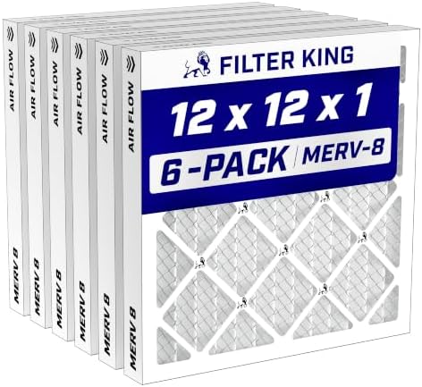 Filter King 12x12x1 Air Filter MERV 8, AC Furnace Filters (6-Pack) by FilterKing