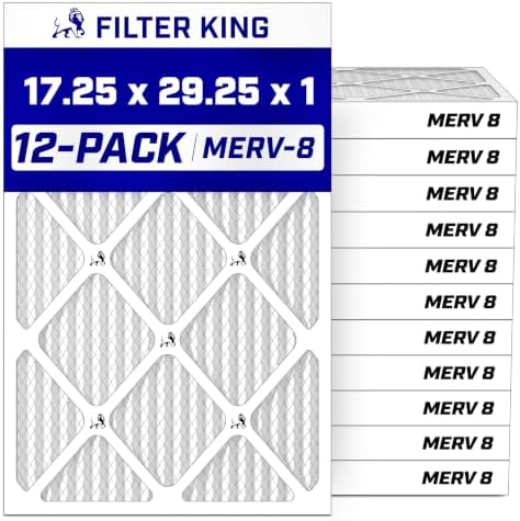 Filter King 17.25x29.25x1 Air Filter MERV 8, AC Furnace Filters (12-Pack) by FilterKing