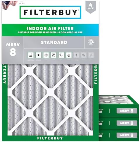 Filterbuy 30x32x2 Air Filter MERV 8 Dust & Allergy Defense (4-Pack) by Filterbuy