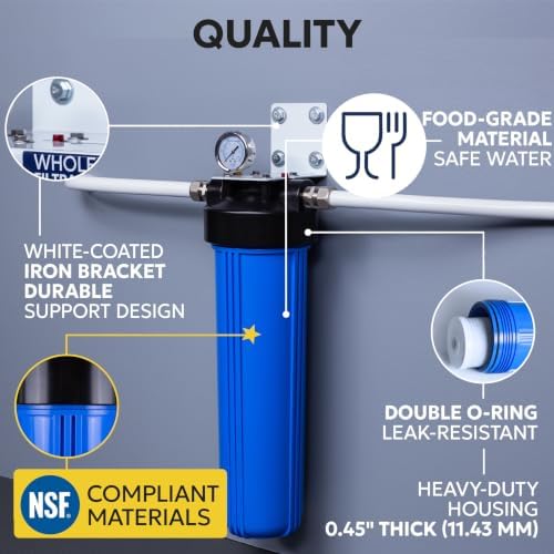 Aquaboon 20" x 4.5" Whole House Well Water Filter System with Pressure Release (1" Port) | Certified | Compatible with Pentek 150233, 150235, Geekpure BB- 20B - Image 3