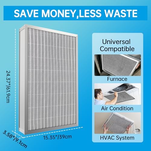 UBeesize 16x25x4 Reusable Air Filter - Washable, MERV 8,Permanent, Electrostatic - Lasts a Lifetime - Enjoy Fresher Air in Home and Office HVAC AC Furnace Systems(Actual Size:15.35x24.37x3.58Inch) - Image 4