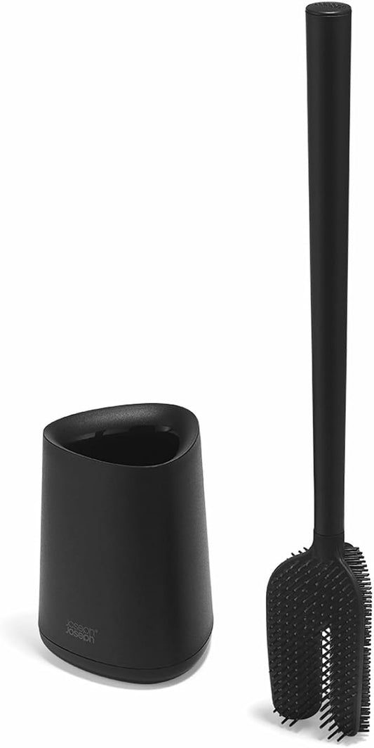 Joseph Joseph Flex 360 Lite Silicone Toilet Brush & Holder, 360 Clean, Anti-Drip, Replaceable Head, Black