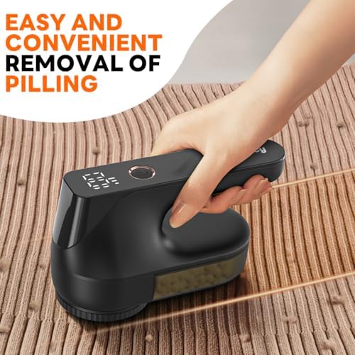 Fabric Shaver - Ziitty Lint Remover for Clothes, Sweater Defuzzer with LCD Display, 3-Speeds, 6-Blade, Type-C Rechargeable, Sweater Shaver to Remove Pilling Fuzz Lint Balls Pills for Clothes Furniture - Image 4